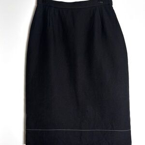 Prada Black Wool Pencil Skirt – Italian Designer Minimalist, Vintage